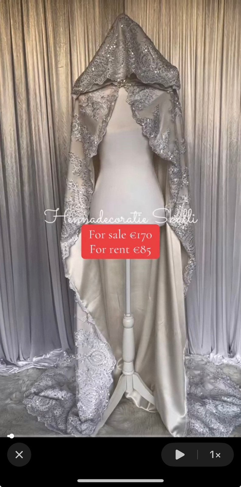 Bridal cape volbewerkt met sleep, Maat 38/40 (M), Overige typen, Zwart, Ophalen of Verzenden