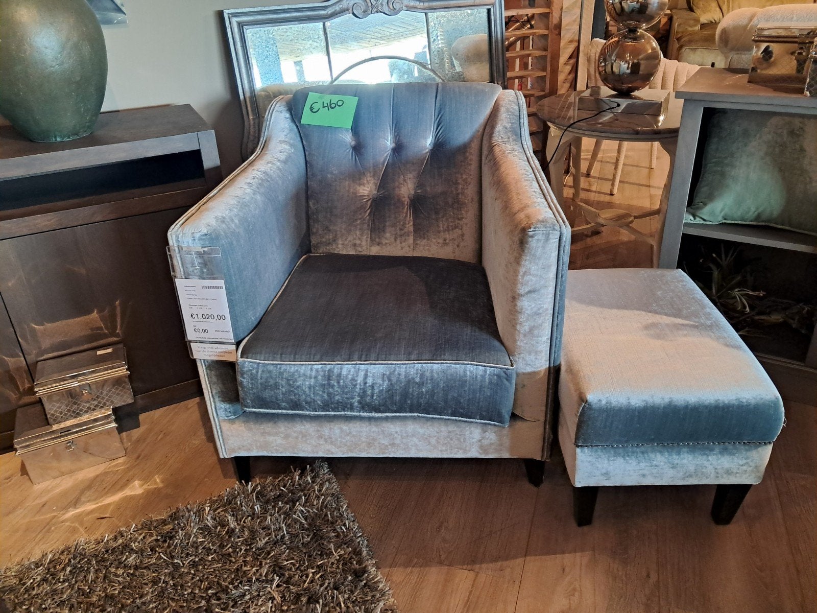 Fauteuil met Voetstoeltje  VAN €1020 VOOR €460, Ophalen, Klassiek, Luxe, Chesterfield, 75 tot 100 cm, Zo goed als nieuw