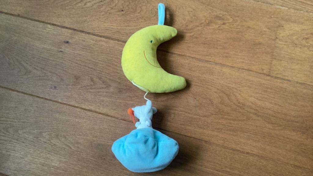 Werkend speeldoosje als maan en muis knuffel voor €3,-, Ophalen of Verzenden, Gebruikt, Overige typen