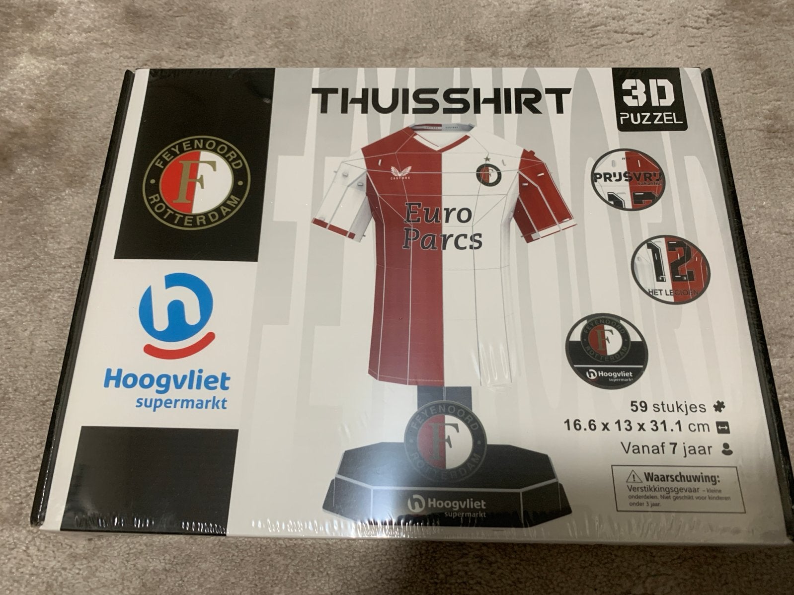 Feyenoord Thuisshirt 3D Puzzel - Nieuw in verpakking, Hobby en Vrije tijd, Denksport en Puzzels, Nieuw, Rubik's of 3D-puzzel, Minder dan 500 stukjes