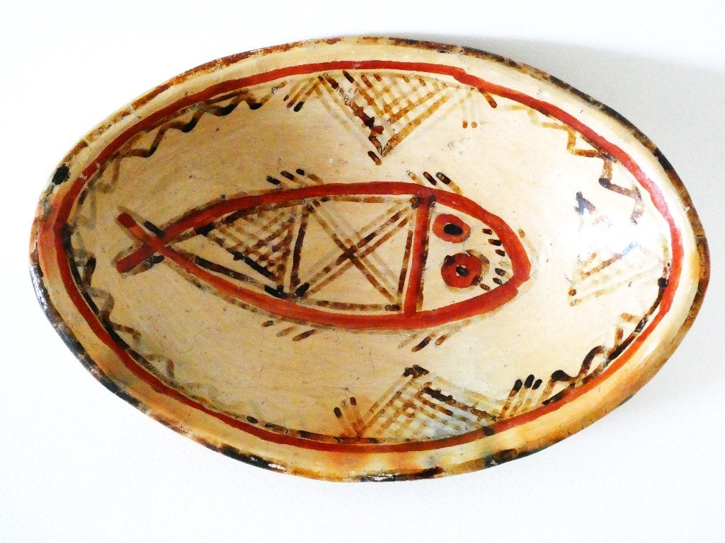 2 Antieke Berber schalen Berberschaal met vis en ster, Ophalen of Verzenden