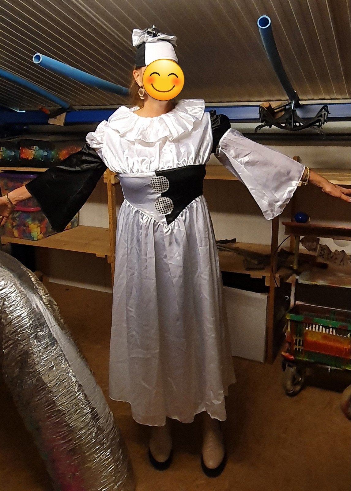Carnavalskleding Pierrot, Carnaval, Maat 42/44 (L), Ophalen of Verzenden, Kleding