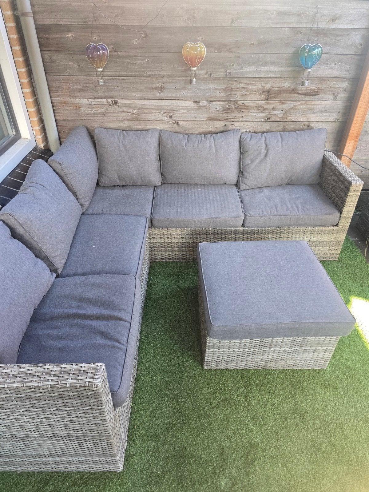 Wicker Loungeset met Hocker - Grijs
