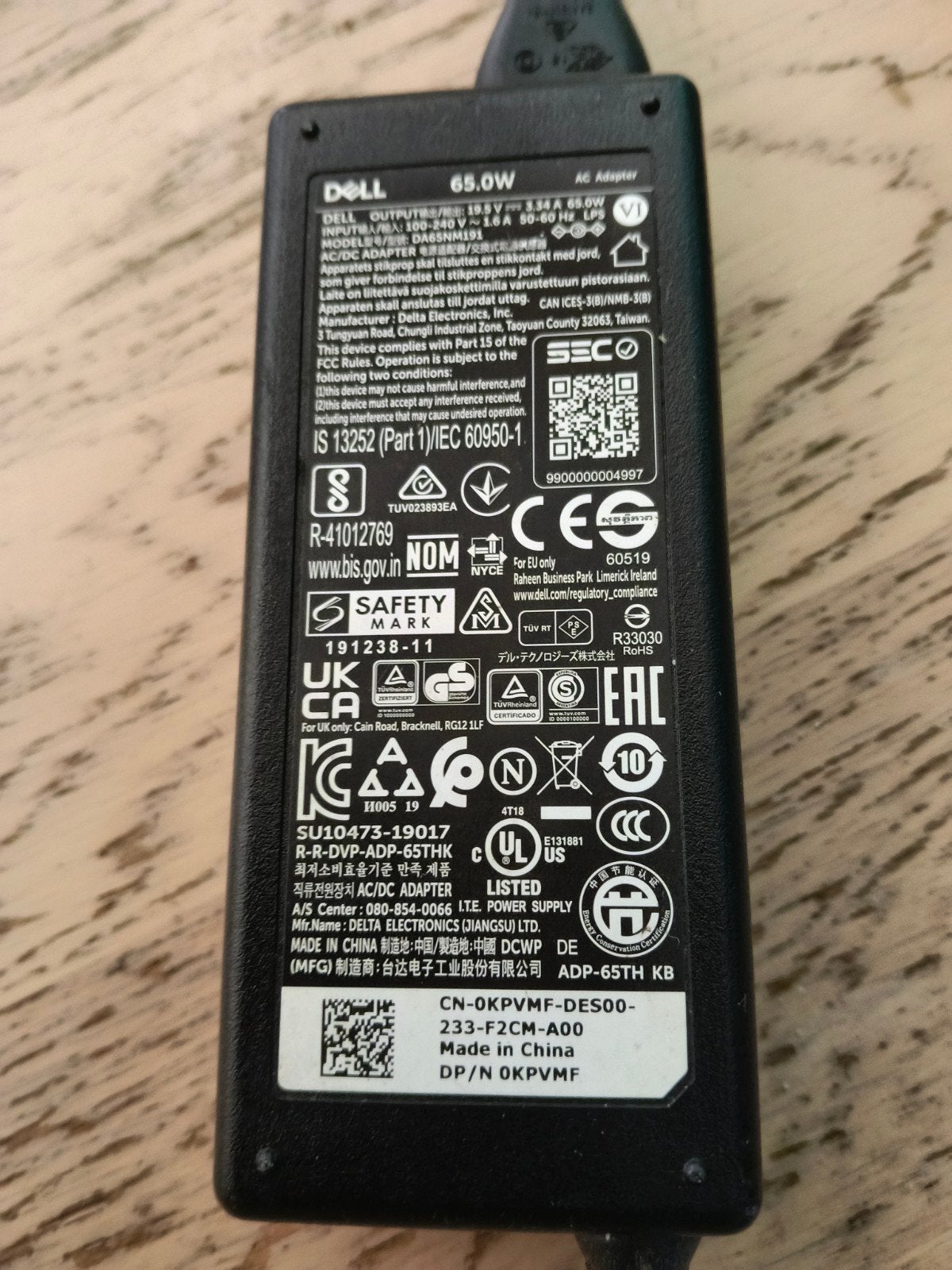 Dell 65W AC Adapter Oplader - Gebruikt, Computers en Software, Laptop-opladers, Ophalen of Verzenden, Gebruikt, Dell
