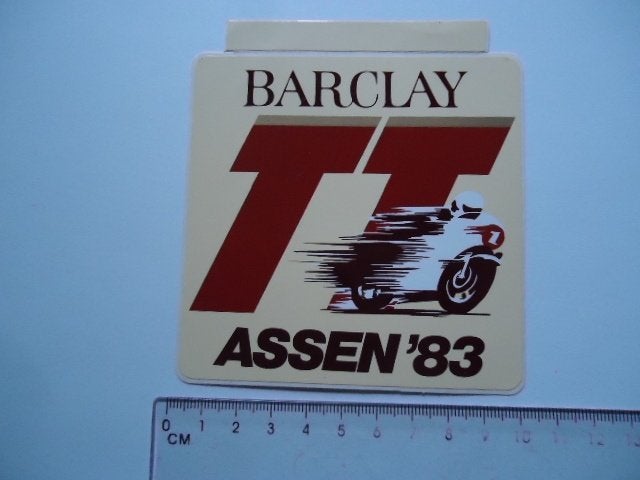 sticker oud TT 1983 Assen motorrace motogp Barclay tt83 gp, Verzenden, Zo goed als nieuw, Bedrijf of Vereniging