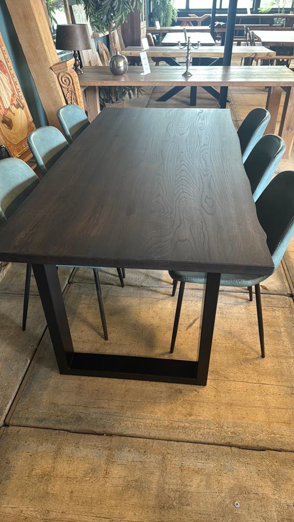 Boomstam tafel met 6 stoelen, Ophalen, 200 cm of meer, 50 tot 100 cm, Zo goed als nieuw