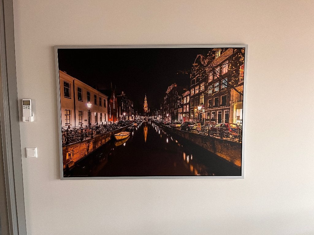 IKEA Canvas Schilderij Amsterdam bij Nacht – 140 x 100 cm, Ophalen, Overige typen, 125 cm of meer, Zo goed als nieuw