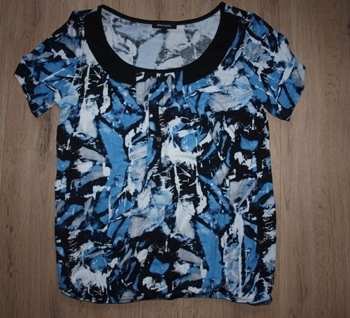 Blauw Zwart Wit Shirt Rossini (S), Blauw, Ophalen of Verzenden, Zo goed als nieuw, Korte mouw