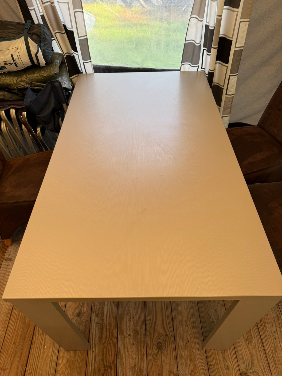 Tafel 160x90 + 4x stoel, Gebruikt, 150 tot 200 cm, Vier personen, Rechthoekig