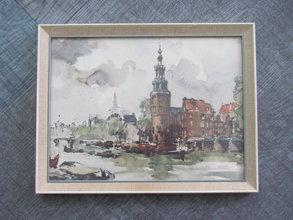 Jan Korthals - Montelbaanstoren Oude Schans Amsterdam, Ophalen of Verzenden, Zo goed als nieuw, 1940 tot 1960, Gebouw