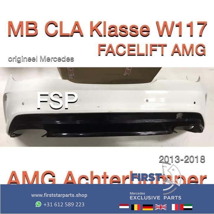 W117 CLA AMG Facelift Achterbumper Mercedes 2013-2019 wit 45, Gebruikt, -, Ophalen of Verzenden, Achter