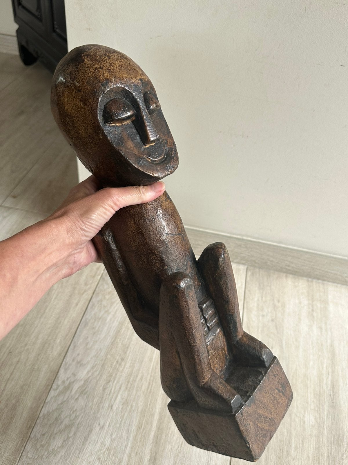 Groot Aziatisch of Afrikaans houtsnijwerk beeld 46 cm, Ophalen of Verzenden