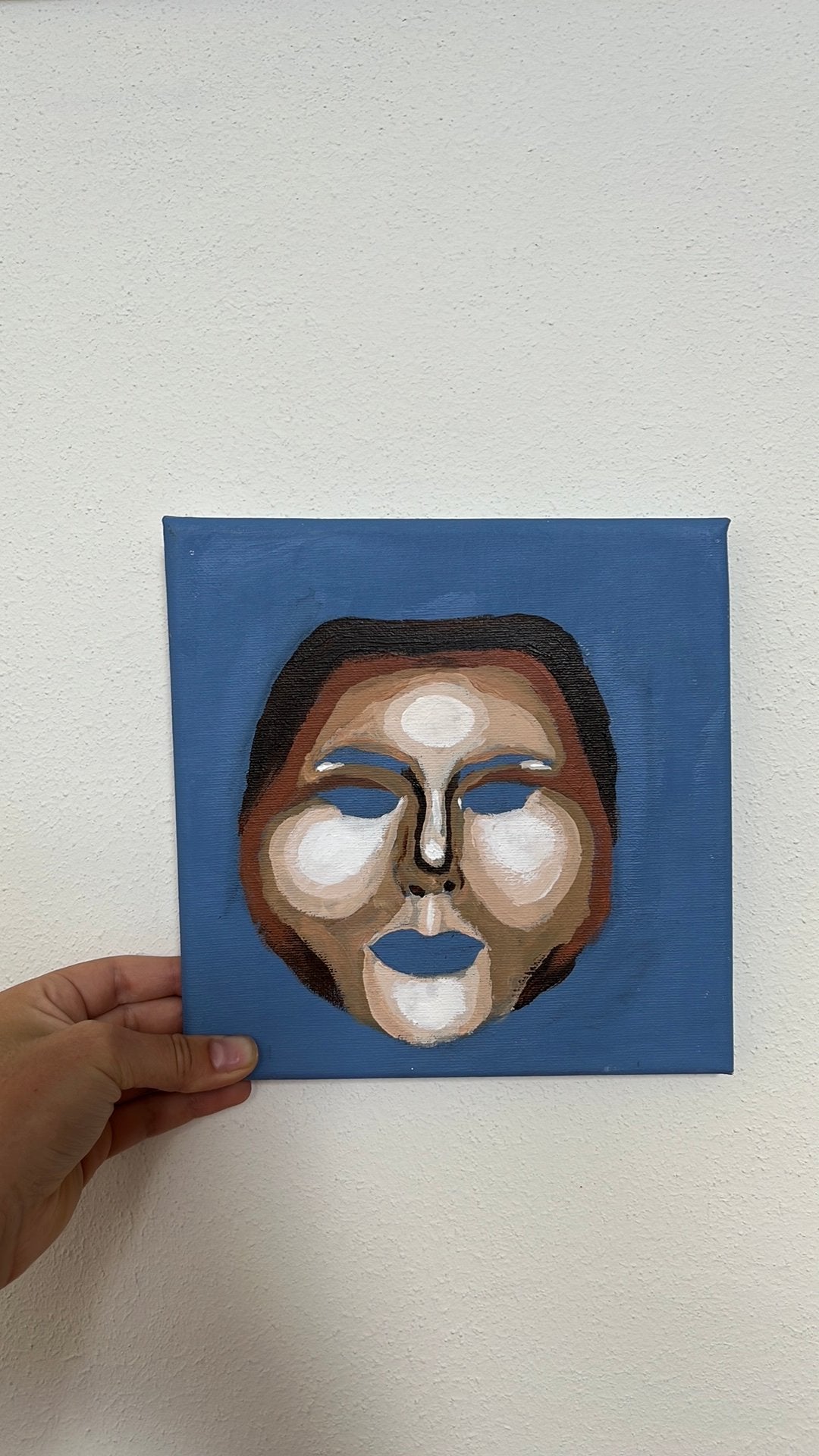 Schilderij met gezicht, Antiek en Kunst, Ophalen of Verzenden, Ophangklaar, Acrylverf, Portret