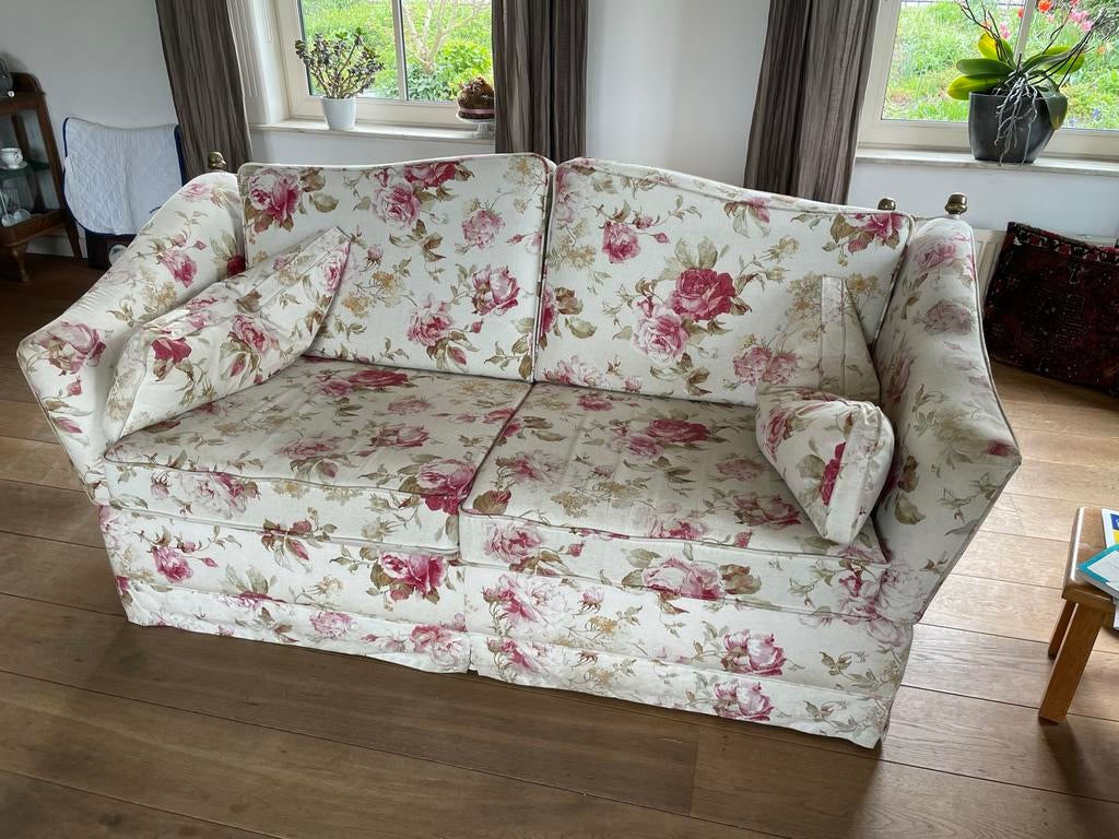 2-zitsbank met bloemenprint - Stof, Ophalen, Gebruikt, 150 tot 200 cm, Tweepersoons