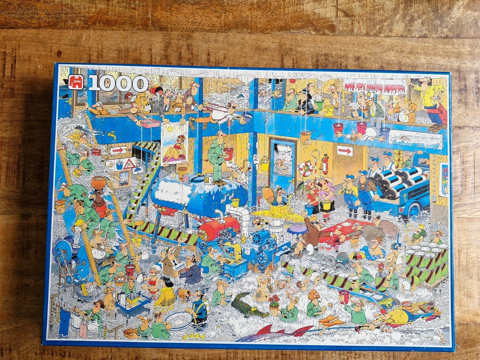 Jan van Haasteren puzzel De Lekkage 1000 stukjes, compleet, Hobby en Vrije tijd, Denksport en Puzzels, Ophalen of Verzenden, 500 t/m 1500 stukjes