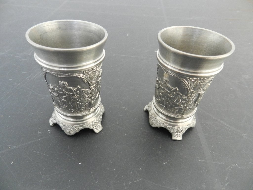 Tinnen bekers miniatuur zie beschrijving, Ophalen of Verzenden