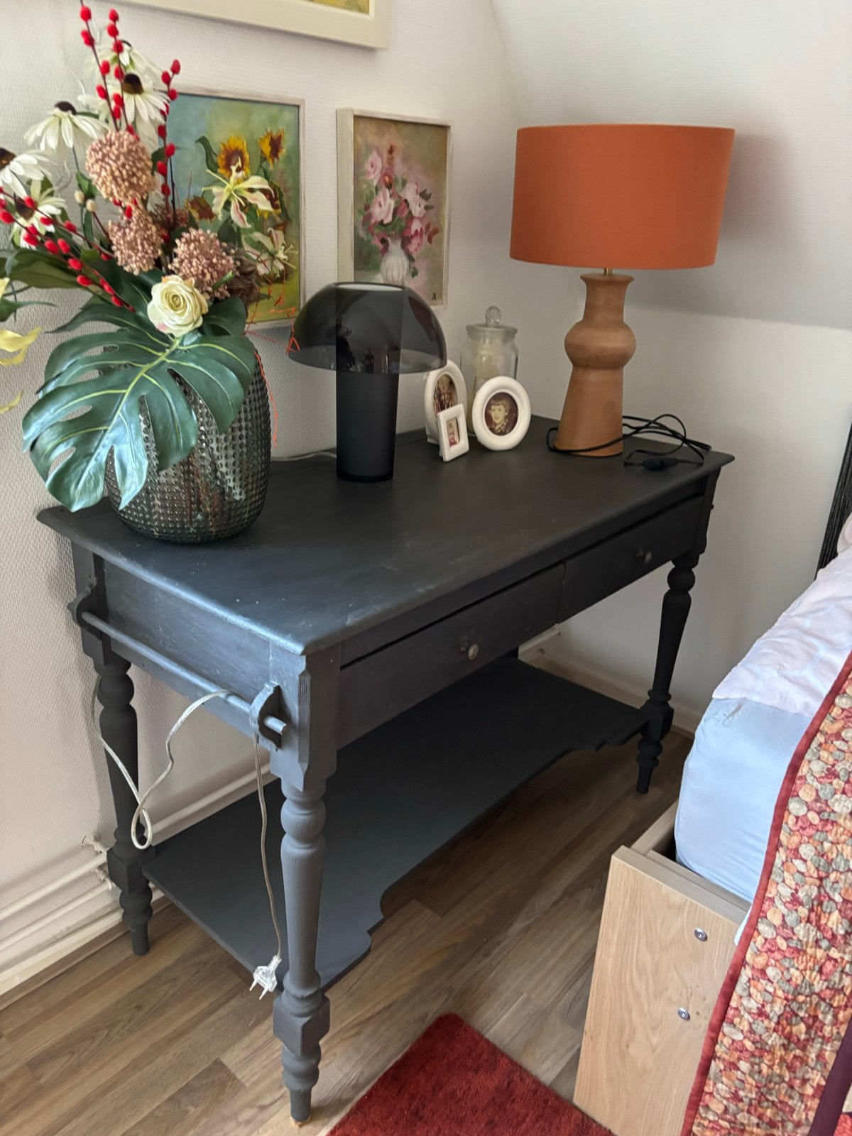 Antraciet houten sidetable met lades en plank, Ophalen of Verzenden
