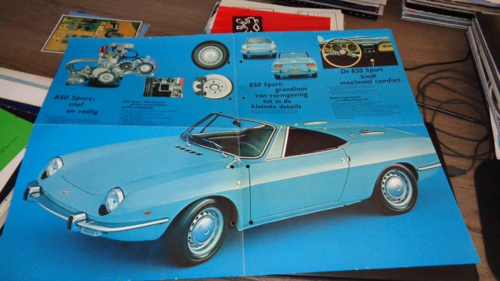 Folder FIAT 850 SPORT SPIDER     2-1969, Verzenden, Gelezen, Overige merken