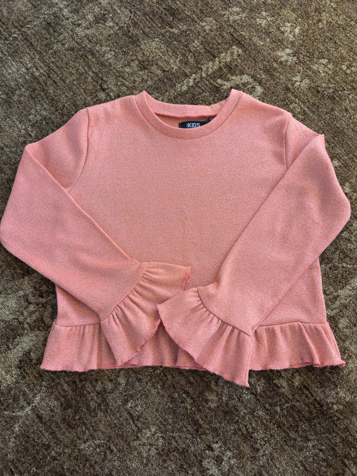 Roze Glitterblouse met Ruches - Maat 122/128, Kinderen en Baby's, Ophalen of Verzenden, Zo goed als nieuw, Meisje, Overhemd of Blouse