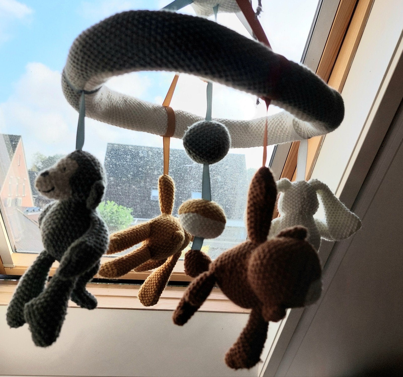 Leuke gehaakte mobiel met dieren voor babykamer, Ophalen of Verzenden, Zo goed als nieuw, Mobiel