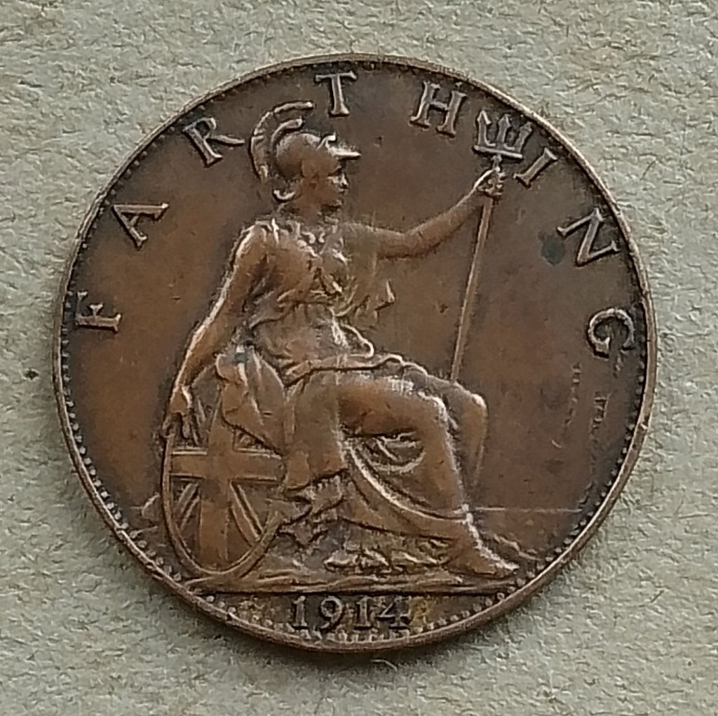 Engeland, farthing 1914, Ophalen of Verzenden, Overige landen, Losse munt