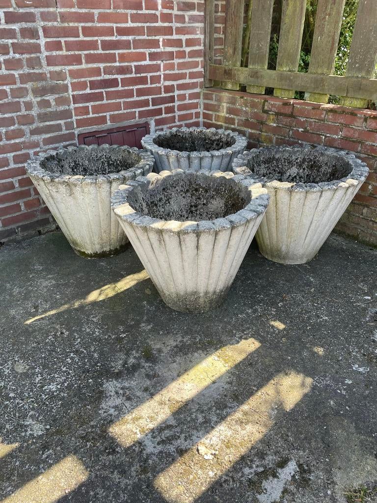 2x Grote zware betonnen bloempot, Ophalen, Gebruikt, Rond, 60 tot 100 cm