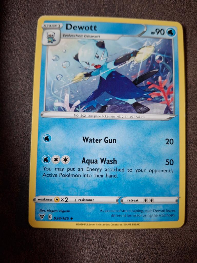 Dewott Pokémon Kaart 034/185 - Zo goed als nieuw, Ophalen of Verzenden, Zo goed als nieuw, Losse kaart