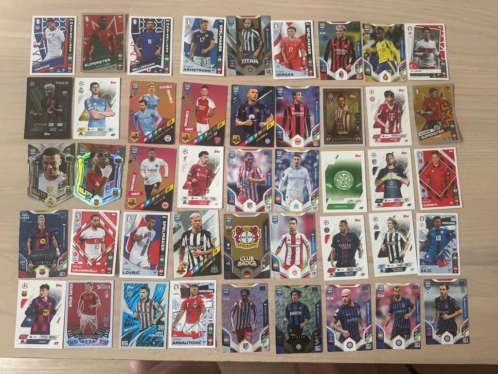 Voetbal kaarten lot – Mbappé, Lamine Yamal, Bellingham, Ophalen of Verzenden, Zo goed als nieuw, Buitenlandse clubs, Poster, Plaatje of Sticker
