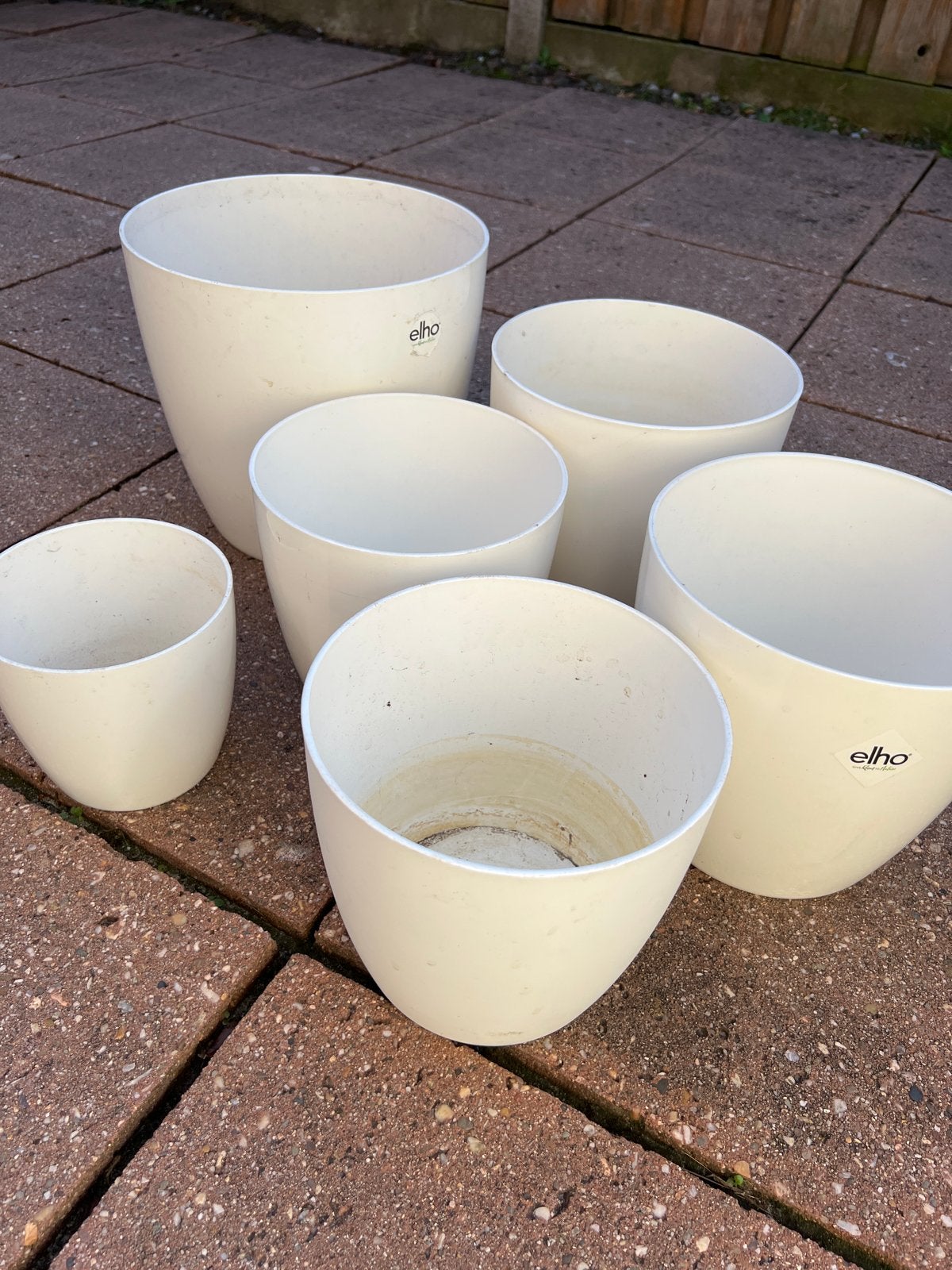 Set van 6 Elho bloempotten - diverse maten, Tuin en Terras, Ophalen, Kunststof, Gebruikt, 40 cm of meer