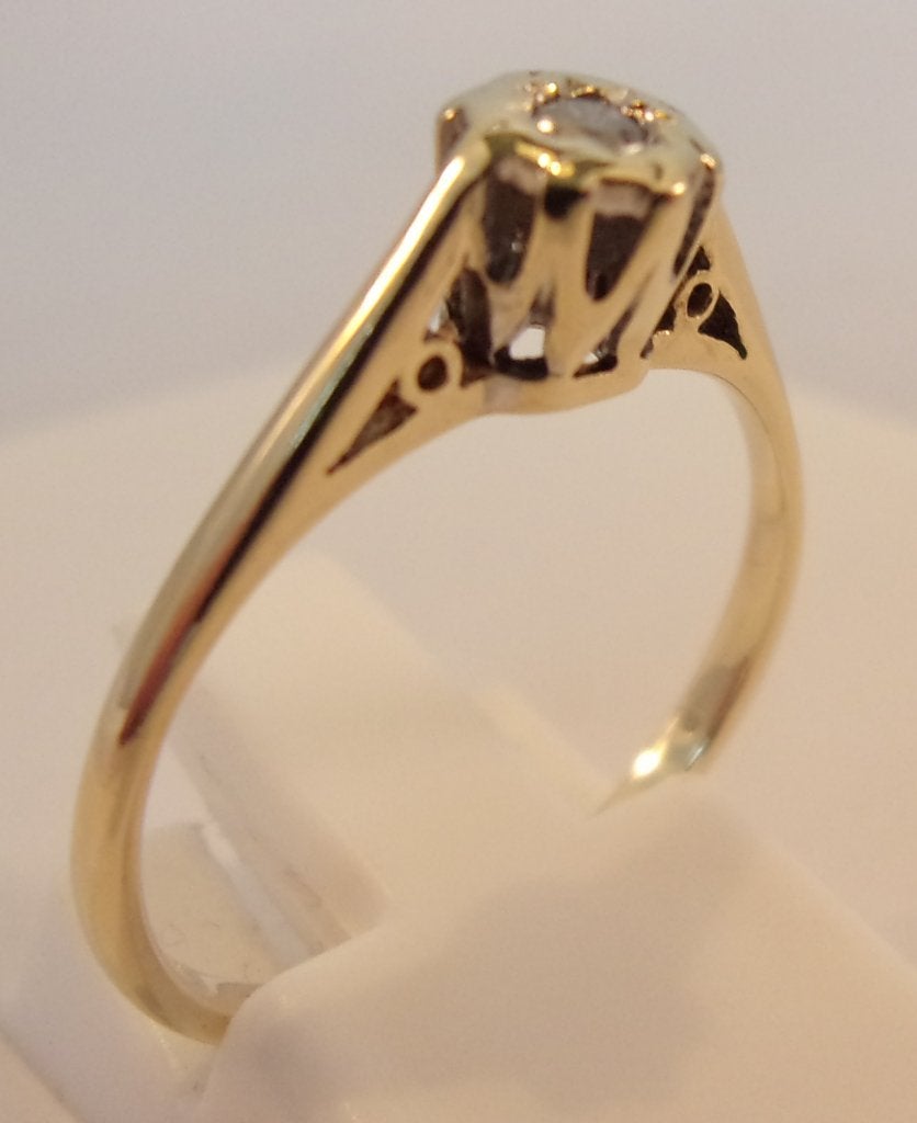 Gouden damesring met Diamant, maat 17, Sieraden, Tassen en Uiterlijk, Ringen, Verzenden, Zo goed als nieuw, 17 tot 18, Met edelsteen