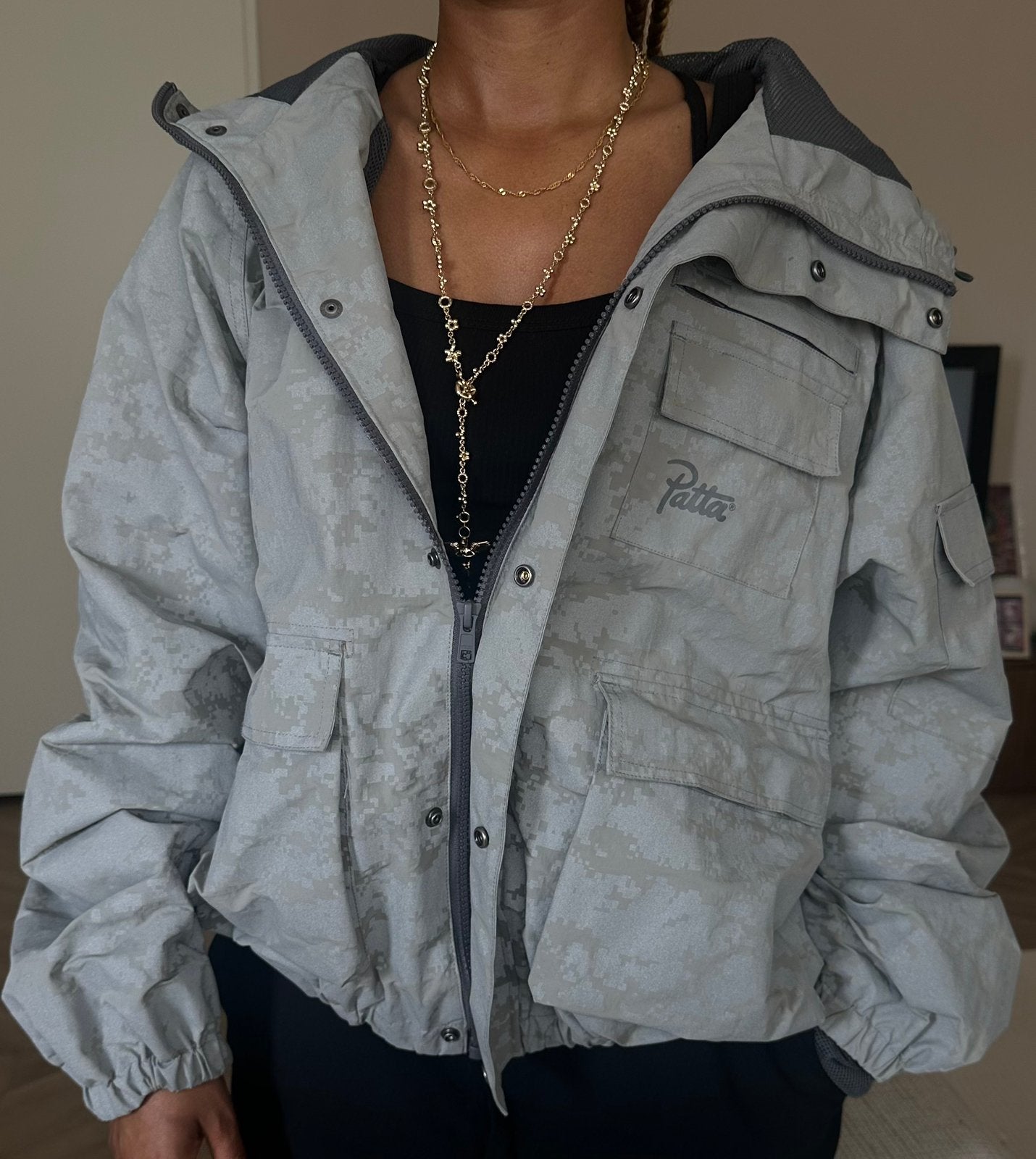 Patta Camo Reflective Windbreaker, Ophalen of Verzenden, Zo goed als nieuw, Maat 46 (S) of kleiner, Grijs