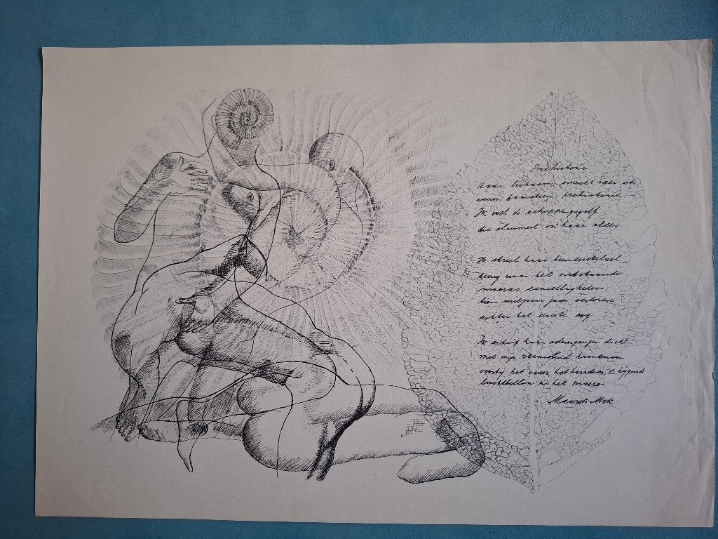 Litho Rijmprenten Dichter Maurits Mok 1974 No.4, Antiek en Kunst, Ophalen of Verzenden