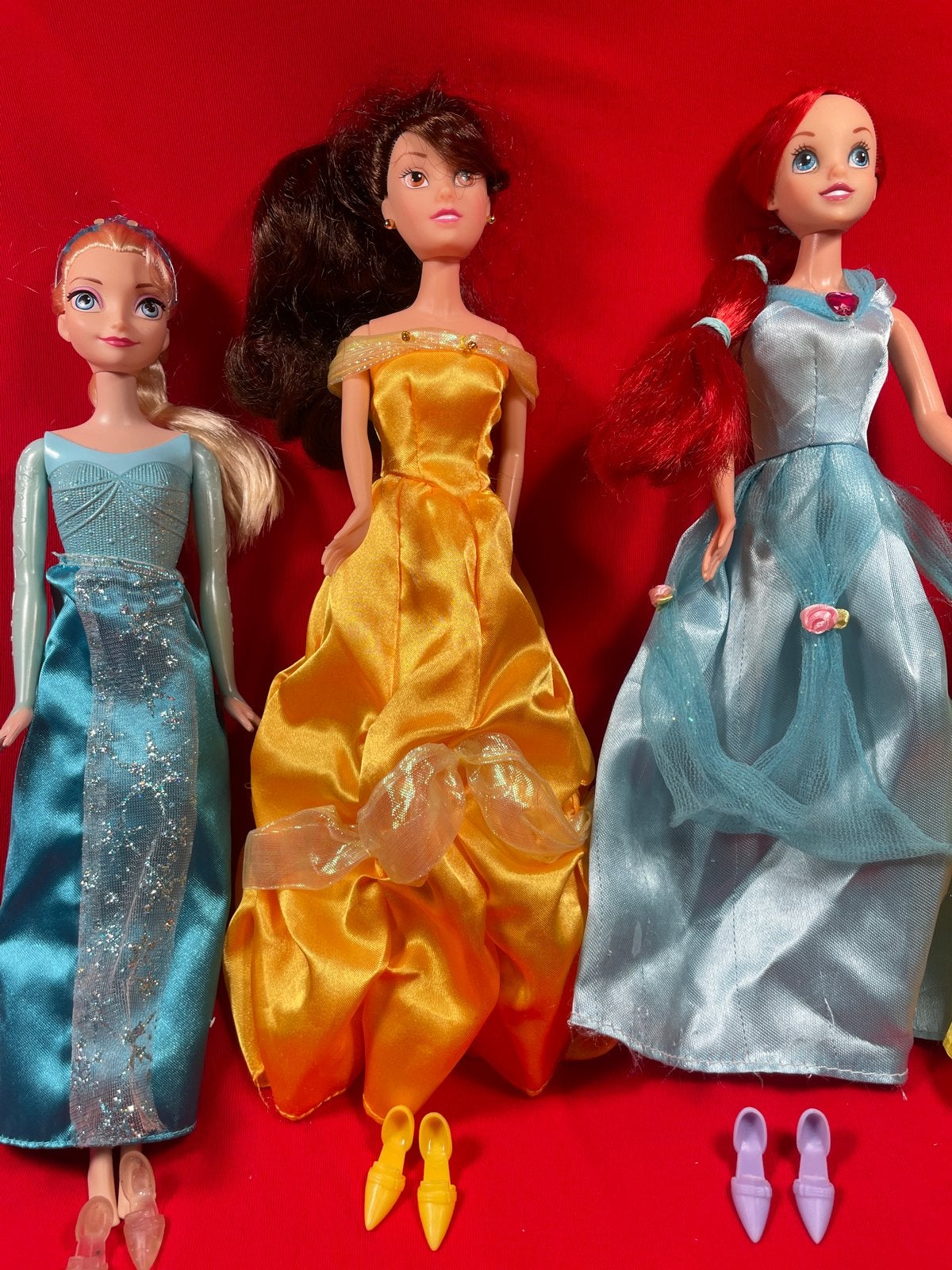 Set van 4 Disney Prinsessen Poppen met Schoentjes, Ophalen of Verzenden, Gebruikt, Barbie