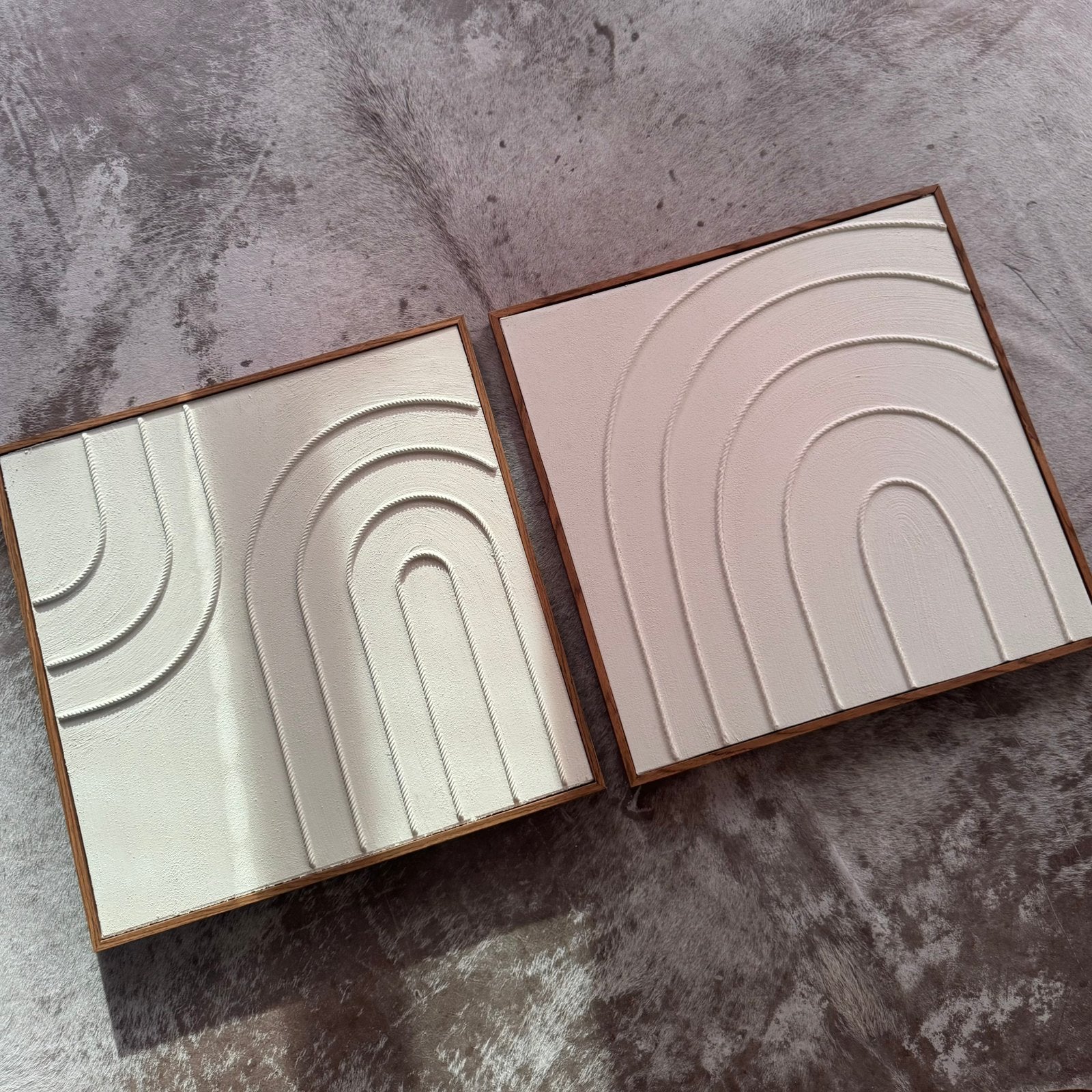 Gloednieuwe Japandi Schilderijen Action - Set van 2, Ophalen, Abstract, Hout, Handgeschilderd