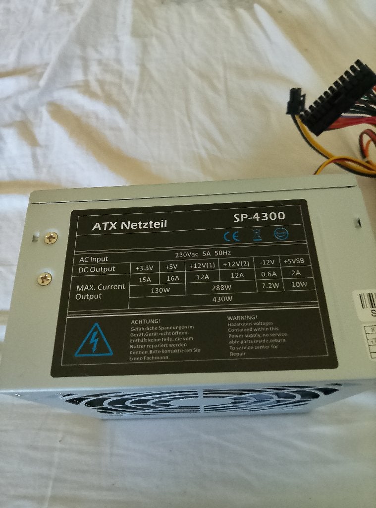 ATX SP‑4300 Voeding 430 Watt, Computers en Software, Interne voedingen, Ophalen of Verzenden, Zo goed als nieuw