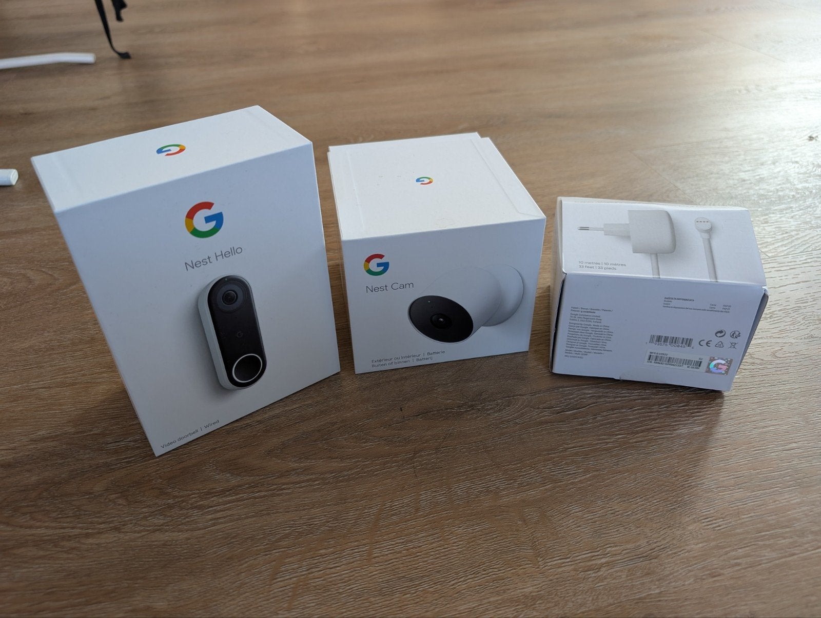 Google Nest Set - Hello deurbel, camera op batterij en 10m K, Ophalen of Verzenden, Gebruikt