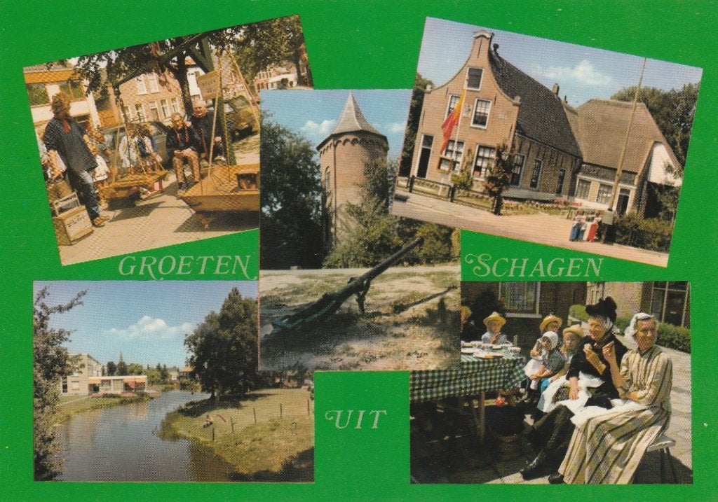 SCHAGEN Vaart Toren Boerderij Klederdracht Groeten, Verzamelen, Verzenden, 1980 tot heden, Gelopen, Noord-Holland