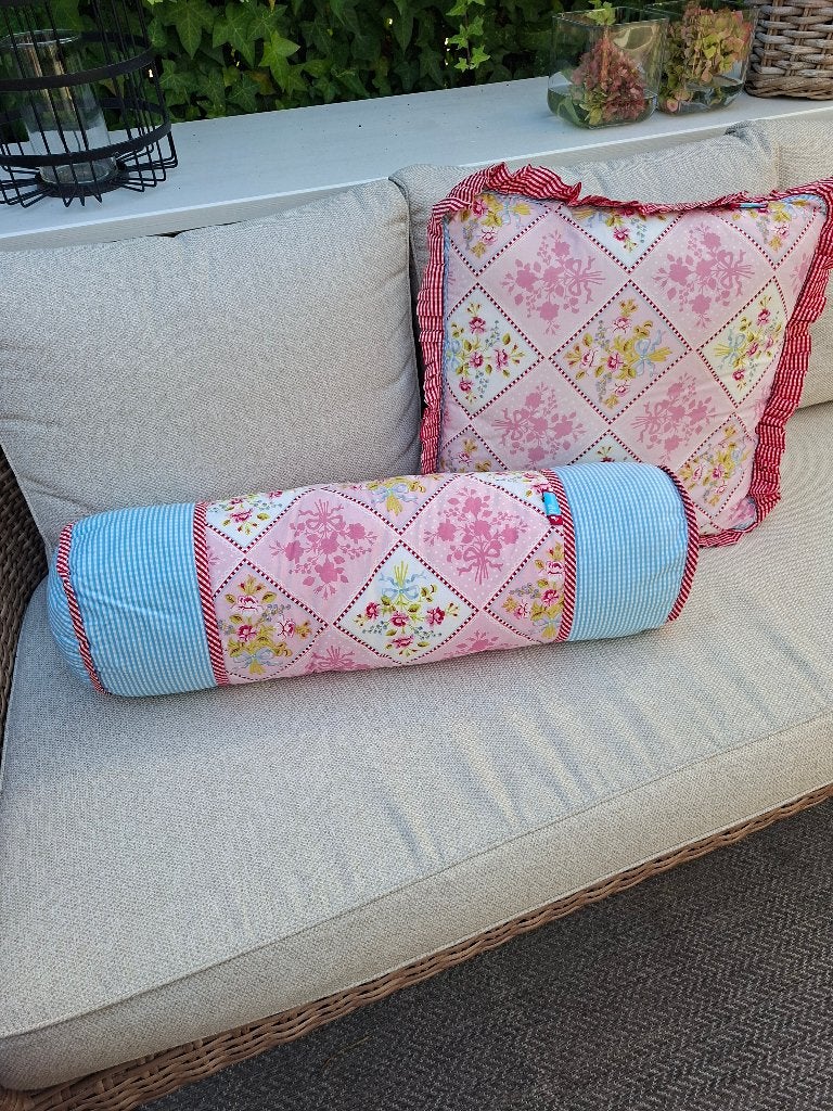 Pip Studio Sierkussen en Rolkussen - Roze/Blauw Geruit, Ophalen, Meerkleurig, Vierkant, Zo goed als nieuw