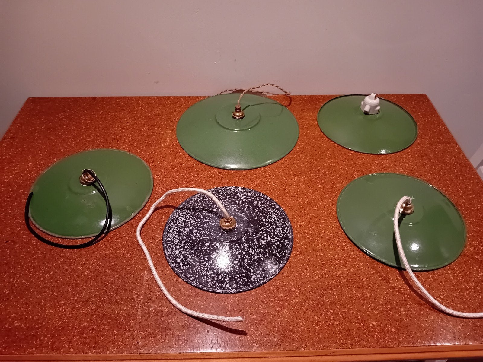 Vintage emaille lampen - perfecte staat, Ophalen of Verzenden