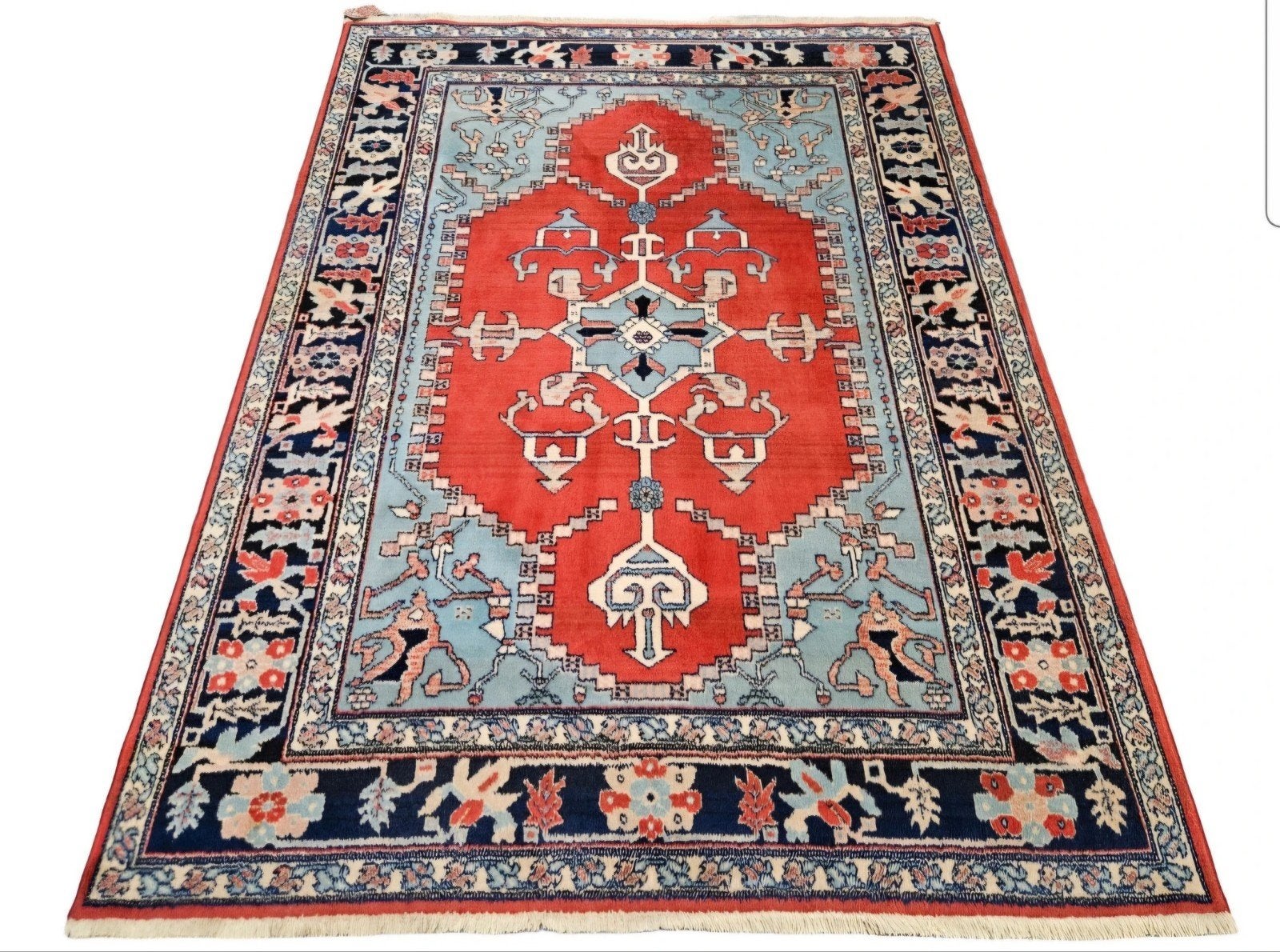 Vintage oosters Persia vloerkleed medallion Heriz 140x190cm