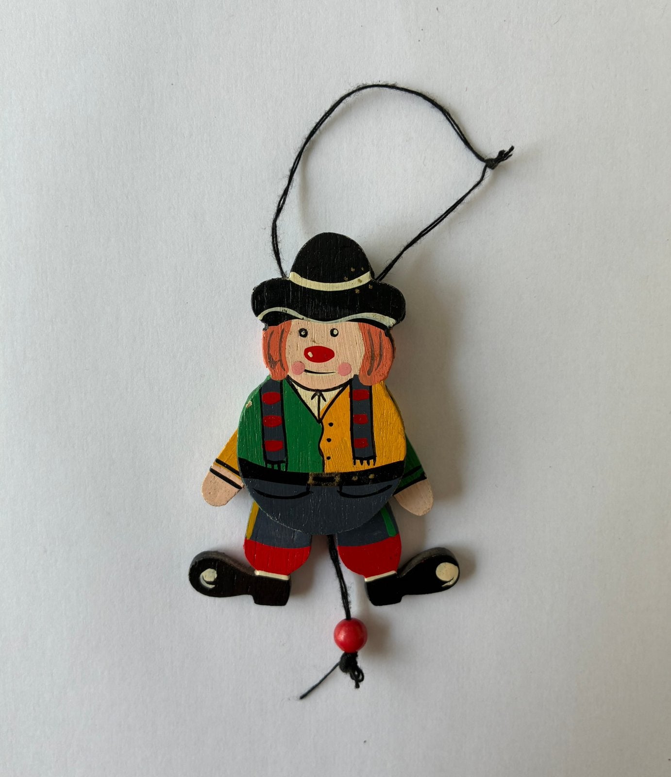 Vintage trekpopje clown, Gebruikt, Ophalen of Verzenden, Duw- of Trekspeelgoed, Nvt