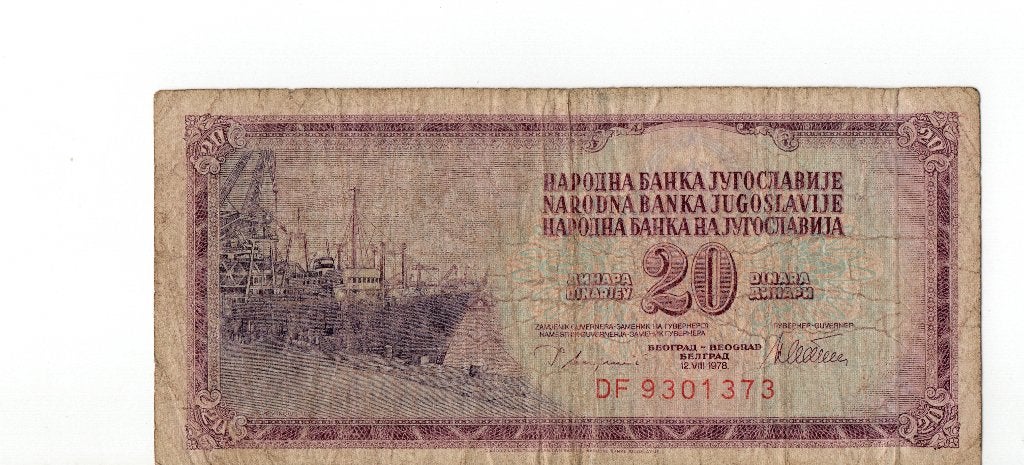 Joegoslavische 20 Dinara bankbiljet uit 1978, Ophalen of Verzenden, Joegoslavië, Losse munt