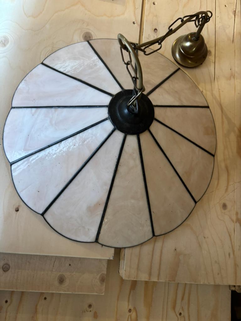 Tiffany stijl lamp licht roze diameter circa 45 cm, Ophalen, Overige kleuren, 25 tot 50 cm, Rond