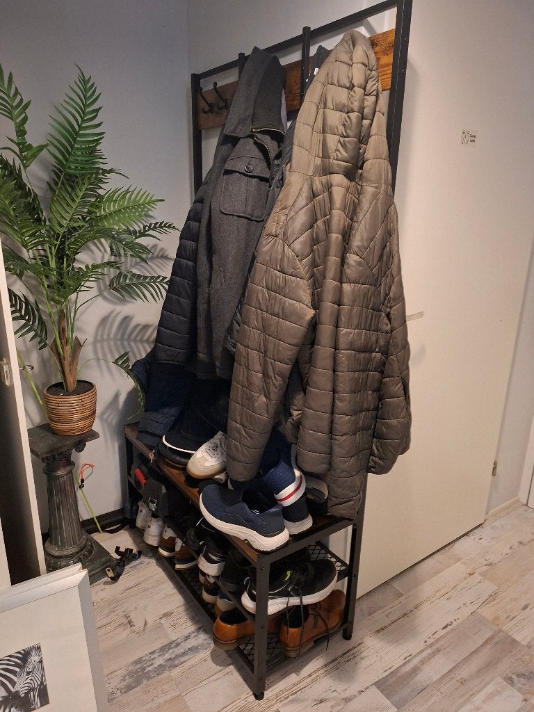 Schoenenrek met garderoberek / jassenrek, Zo goed als nieuw, 150 tot 200 cm, Hout, Ophalen