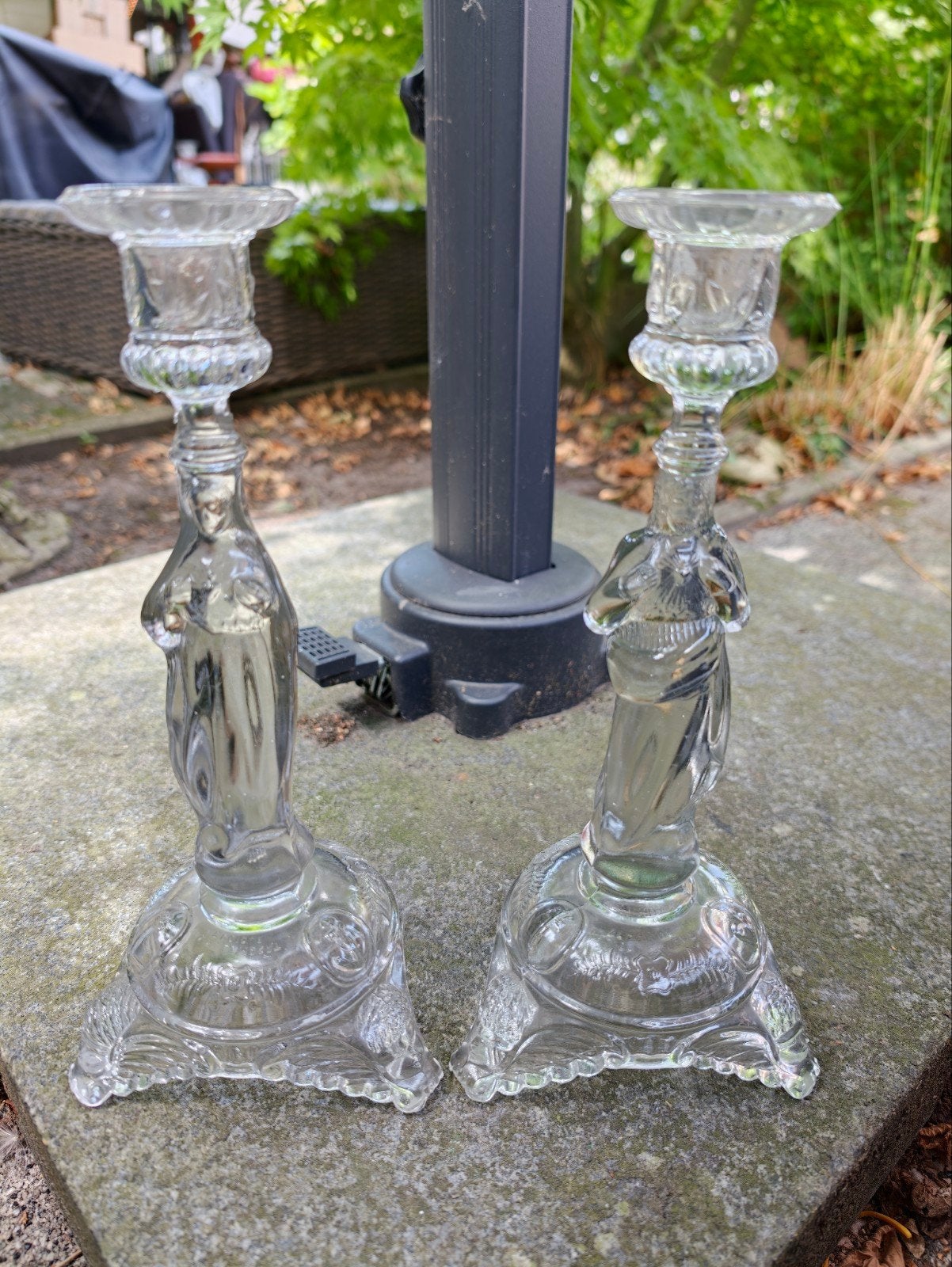 2 Val Saint Lambert kristal glazen kandelaars, Ophalen of Verzenden, Kristal