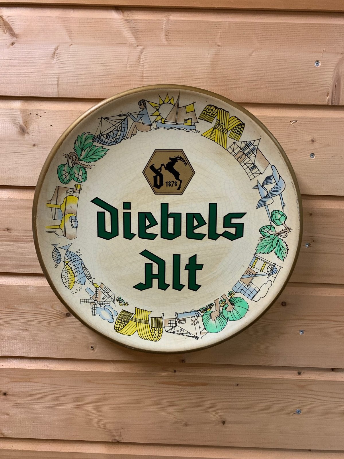 Diebels Alt Reclamebord/Schaal - Polyester, 36,7 cm - 50, Ophalen of Verzenden