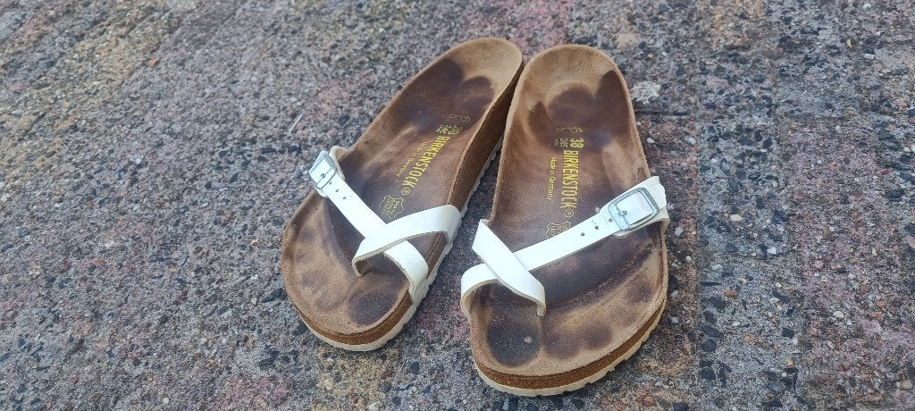 Birkenstock slipper (oude mayari model), Slippers, Wit, Ophalen of Verzenden, Gedragen