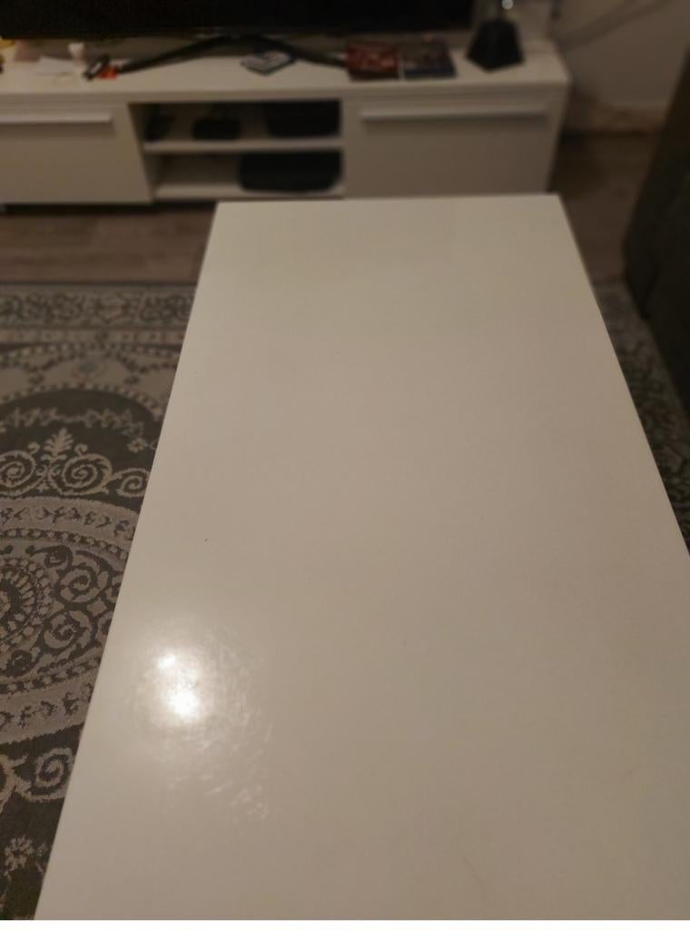 Witte salon tafel en tv kast set, Overige materialen, Gebruikt, Ophalen of Verzenden, Modern