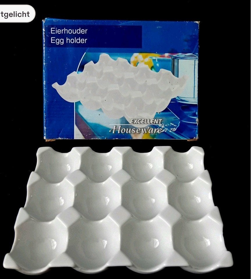 Vintage witte keramische eierhouder, Ophalen of Verzenden