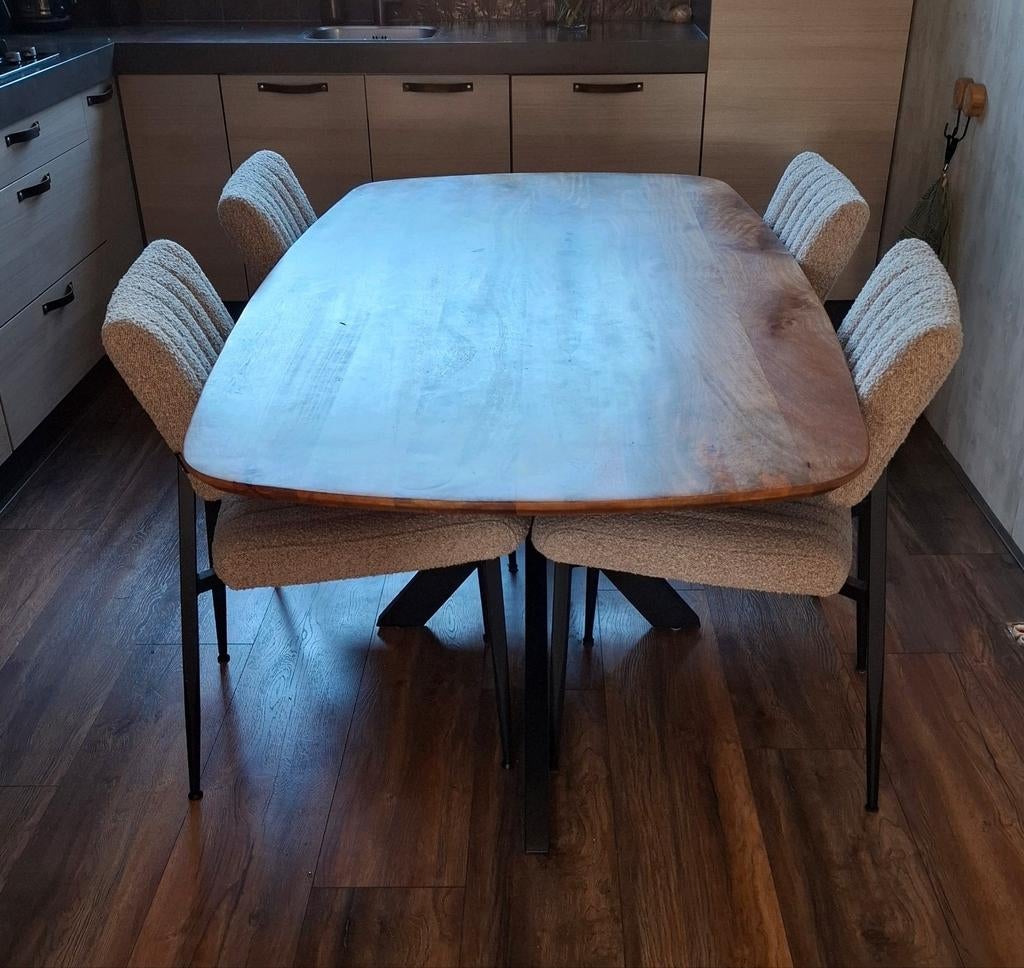 Eettafel mango deens ovaal verjongd, Huis en Inrichting, Tafels | Eettafels, Ophalen, Rechthoekig, 50 tot 100 cm